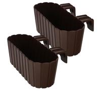 KOTARBAU® Lot de 2 Jardinière Extérieur - Pot de Fleur - PVC - 40 x 15 x 15 cm - Marron - Jardinière Balcon - Rectangulaire - Légère - avec Support pour Balconnière - Décorative