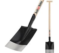 KOTARBAU® Bêche 300 x 190 mm Bêche de jardin pour un diamètre de manche de 38 mm Bêche en acier pour ramasser les matériaux en vrac Avec manche en bois