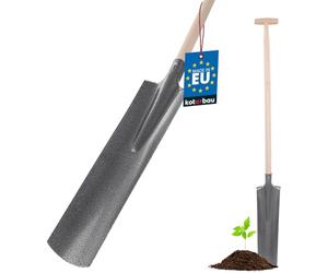KOTARBAU® Bêche de drainage avec manche en bois, lame en acier étroite, support du manche 38 mm, bêche de jardin 510 x 115 mm