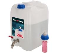 KOTARBAU Bidon d'eau avec robinet - 20 l - Réservoir d'eau avec distributeur de savon - Blanc - Réservoir d'eau avec pompe - Bidon d'eau potable - Bidon en plastique - Réservoir d'eau pour camping et
