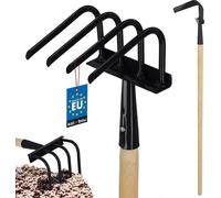 KOTARBAU® Bineuse de jardin 4 dents avec manche bois 120 cm Bineuse pour désherber en acier Griffe de jardin pour ameublir le sol Râteau pour outil de jardin Ameublissement et aération avec griffes Râ