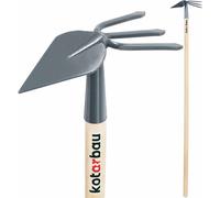 KOTARBAU® Bineuse de jardin double face à lame pointue et 3 dents Manche en bois 130 cm