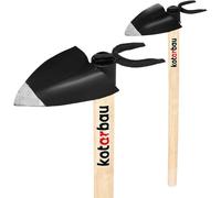 KOTARBAU® Bineuse de jardin Feuille de cœur 100 mm x 75 mm 2 dents 65 mm avec manche 36 cm Bineuse combinée Bineuse à mauvaises herbes Bineuse à plantes Outil de jardin pour transplanter Désherber Ent