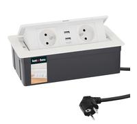 Kotarbau® - Bloc multiprise encastrable - Avec 2 prises et port USB - En aluminium - Blanc