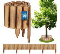KOTARBAU® Bordure de parterre en bois Clôture de jardin Clôture roulante 200 x 20 cm Flammée Bordure de parterre Clôture en bois Rollboarder Bord de palissade Clôture en bois Bordure de gazon Déco Clô