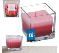 KOTARBAU® Bougie parfumée à 2 mèches dans un verre Bougie à deux mèches tricolore Idée cadeau Bougies d'aromathérapie Décoration Durée de combustion jusqu'à 32 heures Fraise
