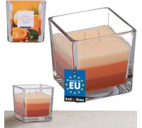 KOTARBAU® Bougie parfumée à 2 mèches dans un verre Bougie à deux mèches tricolore Idée de cadeau Bougies d'aromathérapie Décoration Durée de combustion jusqu'à 32 heures Orange