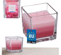KOTARBAU® Bougie parfumée à 2 mèches dans un verre Bougie à deux mèches tricolore Idée de cadeau Bougies d'aromathérapie Décoration Durée de combustion jusqu'à 32 heures Rose