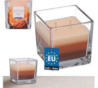 KOTARBAU® Bougie parfumée à 2 mèches dans un verre Bougie à deux mèches tricolore Idée de cadeau Bougies d'aromathérapie Décoration Durée de combustion jusqu'à 32 heures Cannelle-orange