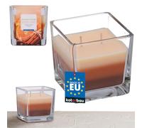 KOTARBAU® Bougie parfumée à 2 mèches dans un verre cannelle orange - Trois couleurs - Idée cadeau - Pour aromathérapie - Durée de combustion : jusqu'à 32 heures