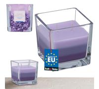 KOTARBAU® Bougie parfumée à 2 mèches dans un verre lavande - Trois couleurs - Idée cadeau - Pour aromathérapie - Durée de combustion : jusqu'à 32 heures