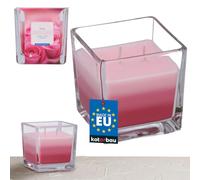 KOTARBAU® Bougie parfumée à 2 mèches dans un verre rose - Trois couleurs - Idée cadeau - Pour aromathérapie - Durée de combustion : jusqu'à 32 heures