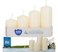 KOTARBAU® Bougies de pilier Bougies de bloc Set 4 pièces Ecru