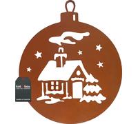 KOTARBAU® Boule d'arbre de Noël en écorost avec image de chalet 42cm Décoration de Noël Figures de rouille Décoration de Noël Boules d'arbre de Noël