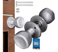 KOTARBAU® Bouton de Porte Tournant - ZnAl - 45x45 mm - Argent - Poignée De Porte Intérieure - Et Extérieure - Montage Facile - Design Élégant