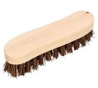 KOTARBAU Brosse à récurer en forme de S - 18 cm - Manche en bois - Marron - Ergonomique - Efficace - Brosse de nettoyage - Poils en racine de riz