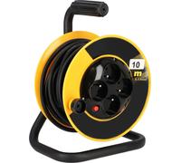 KOTARBAU® Câble de rallonge Petit 3x1,5mm2 10 m Avec enrouleur et quadruple disjoncteur thermique Mis à la terre avec câble en caoutchouc Support en acier L'équipement parfait pour votre cave