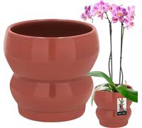 KOTARBAU® Cache-pot en céramique émaillée Pot de fleurs brun ⌀ 11,5 cm | H 13 cm Cache-pot pour plantes d'intérieur Pot de fleurs brun Pot de fleurs
