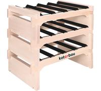 KOTARBAU® Casier à vin à 3 étages pour 12 bouteilles Casier à vin en bois de hêtre 53 x 48 cm Casier à bouteilles avec entretoises en acier Casier à bouteilles de vin Casier stable en bois 4 bouteille