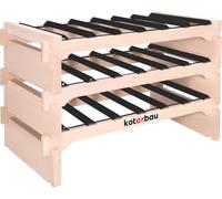 KOTARBAU® Casier à vin à 3 étages pour 18 bouteilles Casier à vin en bois de hêtre 73 x 48 cm Casier à bouteilles avec entretoises en acier Casier à bouteilles de vin Casier en bois stable 6 bouteille