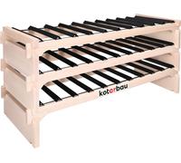 KOTARBAU® Casier à vin à 3 étages pour 30 bouteilles Support à vin en bois de hêtre 113 x 48 cm Casier à bouteilles avec entretoises en acier Casier à bouteilles de vin Casier en bois stable 10 boutei