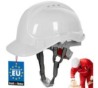 KOTARBAU® Casque De Chantier - Plastique - Blanc - Casque Sécurité Chantier - avec Jugulaire - Réglable - pour Travail Protection