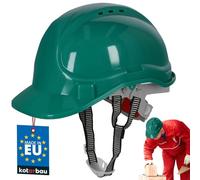 KOTARBAU® Casque De Chantier - Plastique - Vert - Casque Sécurité Chantier - avec Jugulaire - Réglable - pour Travail Protection