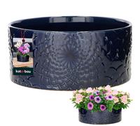 KOTARBAU® Céramique Jardinière ronde Bleu cobalt Hauteur 13 cm ⌀ 28 cm Jardinières pour l'extérieur Grand cache-pot Pot de fleurs plat rond Jardinière ronde Pot de fleurs Bol Vase de fleurs