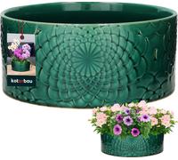 KOTARBAU® Céramique Jardinière ronde couleur turquoise Hauteur 13 cm ⌀ 28 cm Jardinières pour l'extérieur Grand cache-pot Pot de fleurs plat rond Jardinière ronde Pot de fleurs Coupe Pot de fleurs