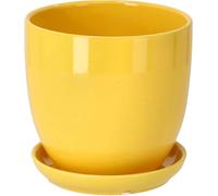 KOTARBAU® Céramique Pot de fleur Cache-pot pour fleurs plantes ⌀ 20 cm avec égouttoir Jaune
