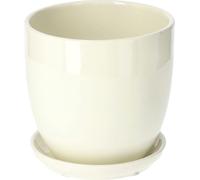 KOTARBAU® Céramique Pot de fleurs Cache-pot pour fleurs et plantes ⌀ 15 cm avec égouttoir Beige