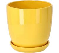 KOTARBAU® Céramique Pot de fleurs Cache-pot pour fleurs et plantes ⌀ 15 cm avec égouttoir Jaune