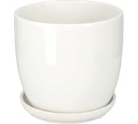 KOTARBAU® Céramique Pot de fleurs Cache-pot pour fleurs plantes ⌀ 13 cm avec égouttoir Blanc
