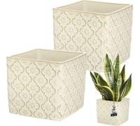 KOTARBAU® Céramique Pot de fleurs carré Vintage Crème 13x13cm H : 13cm Céramique émaillée 2 pcs Pot de fleurs carré Pot de fleurs intérieur Pot de fleurs Pots de fleurs Kerami