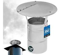 KOTARBAU® Chapeau de Cheminée - Acier Galvanisé - ø 120 mm - Argent - Chapeau Cheminée Anti Pluie - Résistant à la Corrosion - Installation Facile - Design Moderne