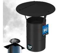 KOTARBAU® Chapeau de Cheminée - Acier Galvanisé et Peint par Poudre - ø 120 mm - Noir - Chapeau Cheminée Anti Pluie - Résistant à la Corrosion - Installation Facile - Design Moderne
