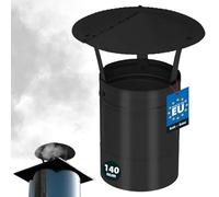 KOTARBAU® Chapeau de Cheminée - Acier Galvanisé et Peint par Poudre - ø 140 mm - Noir - Chapeau Cheminée Anti Pluie - Résistant à la Corrosion - Installation Facile - Design Moderne