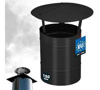 KOTARBAU® Chapeau de Cheminée - Acier Galvanisé et Peint par Poudre - ø 150 mm - Noir - Chapeau Cheminée Anti Pluie - Résistant à la Corrosion - Installation Facile - Design Moderne