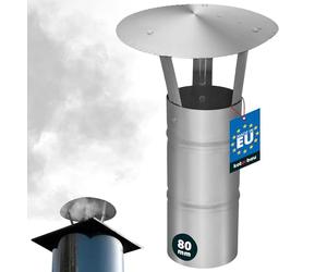 KOTARBAU® Chapeau De Cheminée - Inox - ø 80 mm - Argent - Chapeau Cheminée Anti Pluie - Résistant à la Corrosion - Installation Facile - Design Moderne