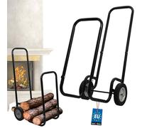 KOTARBAU® Chariot à bois de cheminée avec roues Chariot à bois 102 x 54 x 41 cm 80 kg Noir panier à bois en métal peint par poudrage Étagère à bois de cheminée Panier à bois de cheminée Roulettes Acce