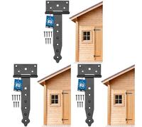 Kotarbau - Charnière à penture droite de 100 à 400 mm - Pour volet, porte, portail, ferrure de jardin - Avec revêtement thermolaqué, noir (Lot de 3)