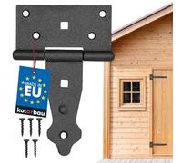 Kotarbau - Charnière à penture droite de 100 à 400 mm - Pour volet, porte, portail, ferrure de jardin - Avec revêtement thermolaqué, noir