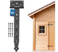 Kotarbau - Charnière à penture droite de 100 à 400 mm - Pour volet, porte, portail, ferrure de jardin - Avec revêtement thermolaqué, noir