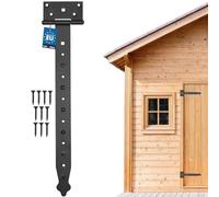 Kotarbau - Charnière à penture droite de 100 à 400 mm - Pour volet, porte, portail, ferrure de jardin - Avec revêtement thermolaqué, noir