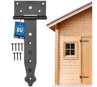 Kotarbau - Charnière à penture droite de 100 à 400 mm - Pour volet, porte, portail, ferrure de jardin - Avec revêtement thermolaqué, noir