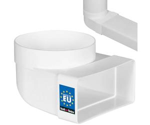 KOTARBAU® Conduit plat 90° pour conduit de ventilation rond carré transition 110 x 55 mm pièce de transition en plastique Ø 100 mm Blanc