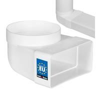KOTARBAU® Conduit plat 90° pour conduit de ventilation rond carré transition 120 x 60 mm pièce de transition en plastique Ø 100 mm Blanc Raccord conduit conduit conduit d'air