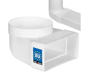 KOTARBAU® Conduit plat 90° pour conduit de ventilation rond carré transition 120 x 60 mm pièce de transition en plastique Ø 100 mm Blanc Raccord conduit conduit conduit d'air