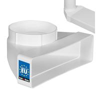 KOTARBAU® Conduit plat 90° pour conduit de ventilation rond carré transition 204 x 60 mm pièce de transition en plastique Ø 100 mm Blanc