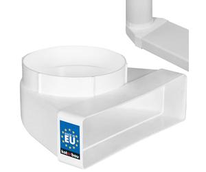 KOTARBAU® Conduit plat 90° pour conduit de ventilation rond carré transition 204 x 60 mm pièce de transition en plastique Ø 125 mm Blanc Raccord de conduit conduit d'air